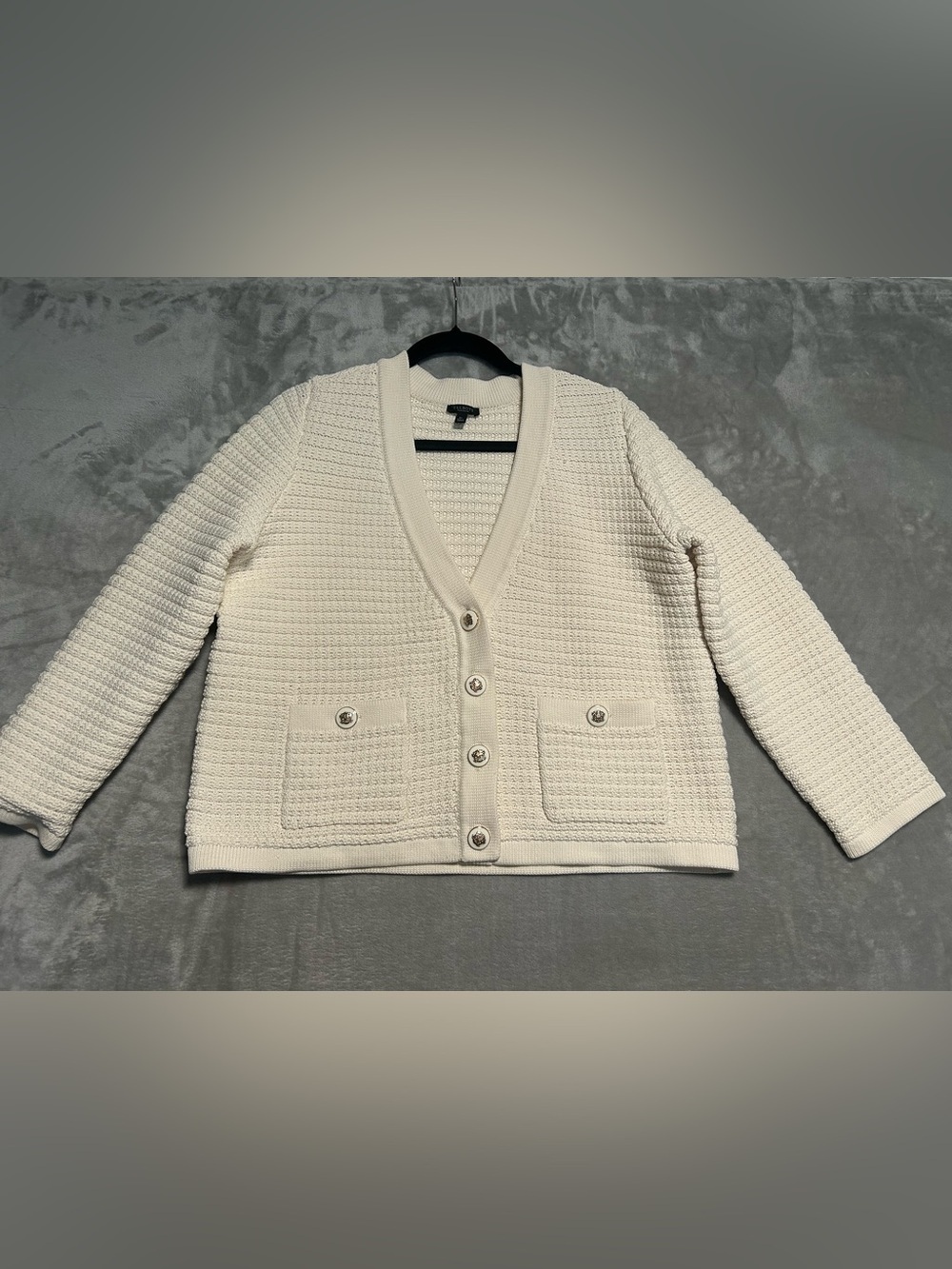 Talbots Open Knit Cardigan Sweater Women’s XP Cream Off White